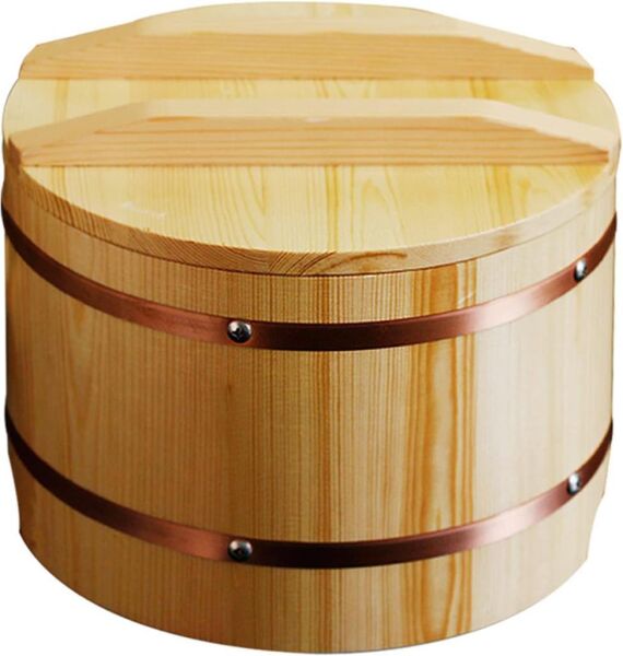 Globy Ahşap Kapaklı Pirinç Karıştırma Kasesi, Fıçısı 30 cm