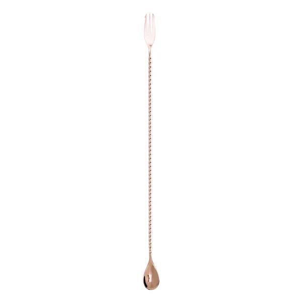 Globy Burgulu-Çatallı Bar Kaşık 50 cm Bakır