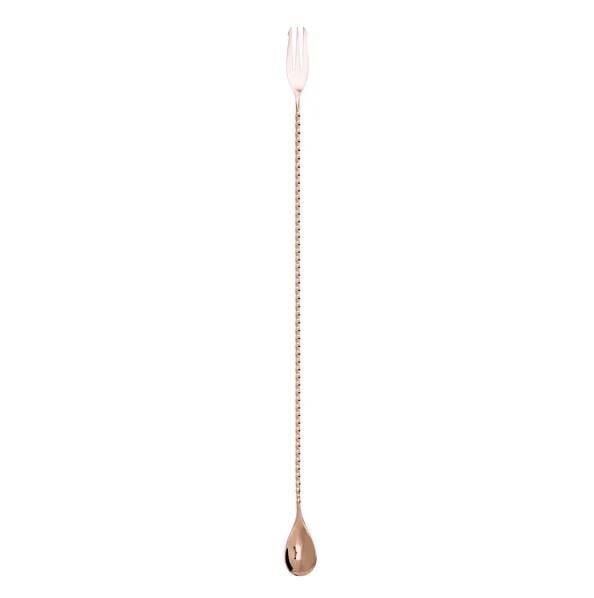 Globy Burgulu-Çatallı Bar Kaşık 50 cm Bakır