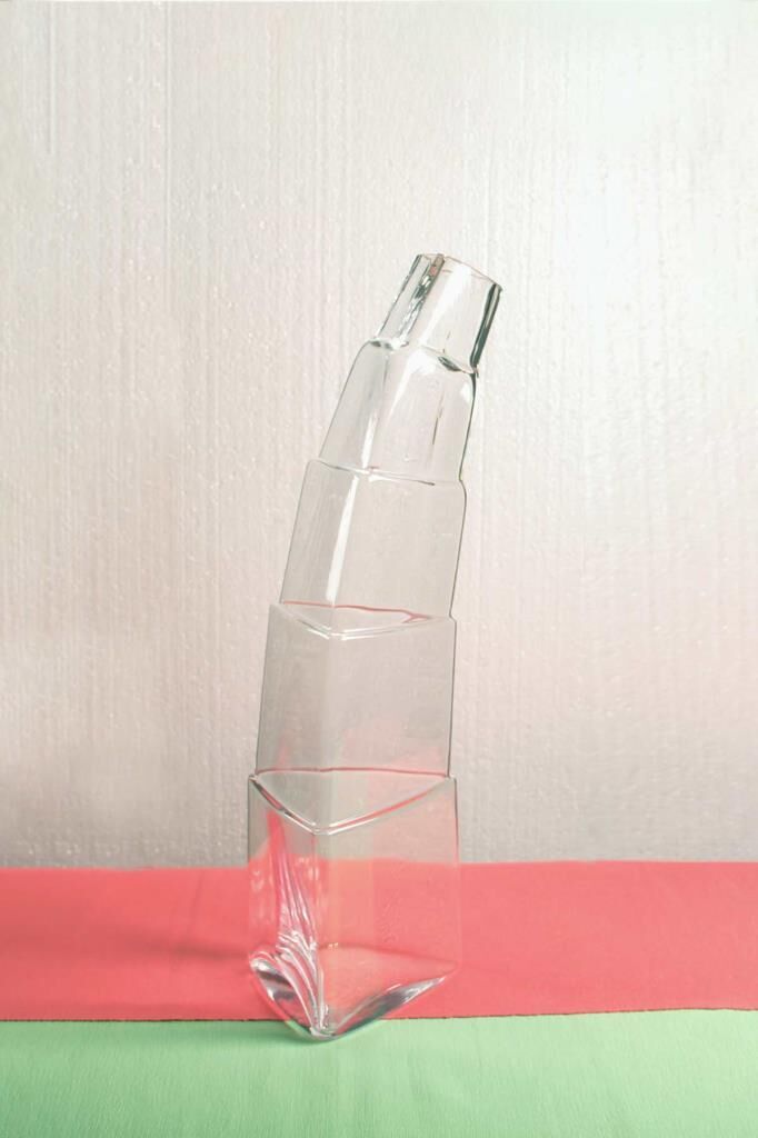 Paşabahçe 10023000 Nude Eğik Pizza Kulesi Görünümlü  El Yapımı Vazo 53 cm