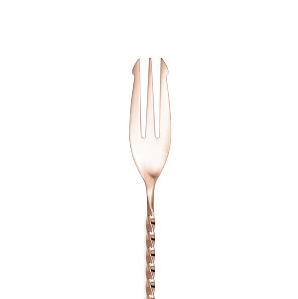 Globy Burgulu-Çatallı Bar Kaşık 40 cm Bakır