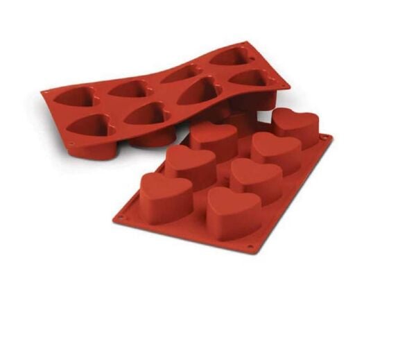 Globy Silikon Kalp Desenli Kek Kalıbı,Muffin Kalıbı 8li