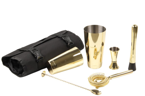 Globy Çantalı Bar Seti 5 Parça Altın