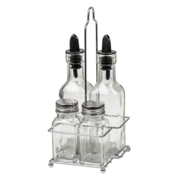 Epinox YST-04 Yasemin Tel Standlı Yağlık Takımı - Tuzluk Set, 4'lü 200 cc