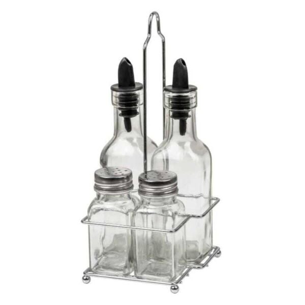 Epinox YST-04 Yasemin Tel Standlı Yağlık Takımı - Tuzluk Set, 4'lü 200 cc