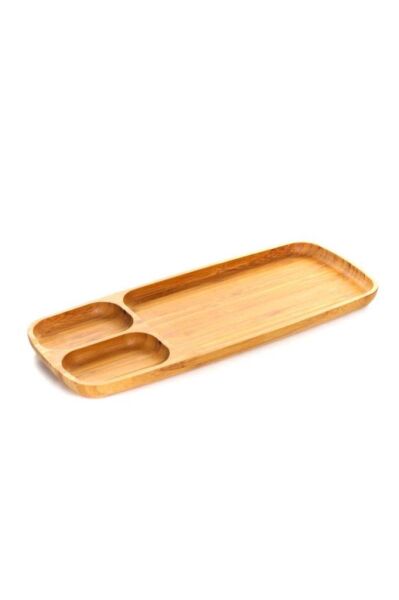 Globy Bambu  Bölmeli Sunum Tabağı- Tepsi 38x16  cm