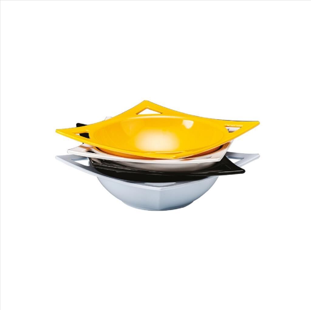 Zicco Melamin Kare Teşhir Kase, 27x27x8 cm, Beyaz