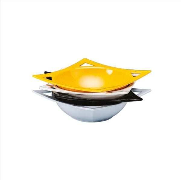 Zicco Melamin Kare Teşhir Kase, 27x27x8 cm, Beyaz