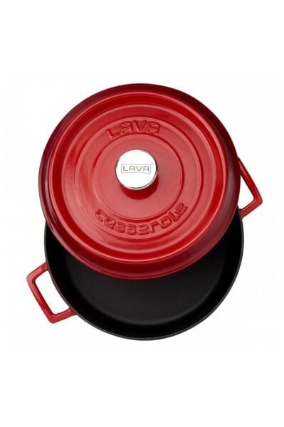 Lava Döküm Trendy Çok Amaçlı Yayvan Tencere 32 cm Kırmızı