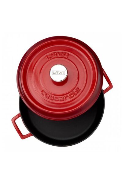 Lava Döküm Trendy Çok Amaçlı Yayvan Tencere 32 cm Kırmızı