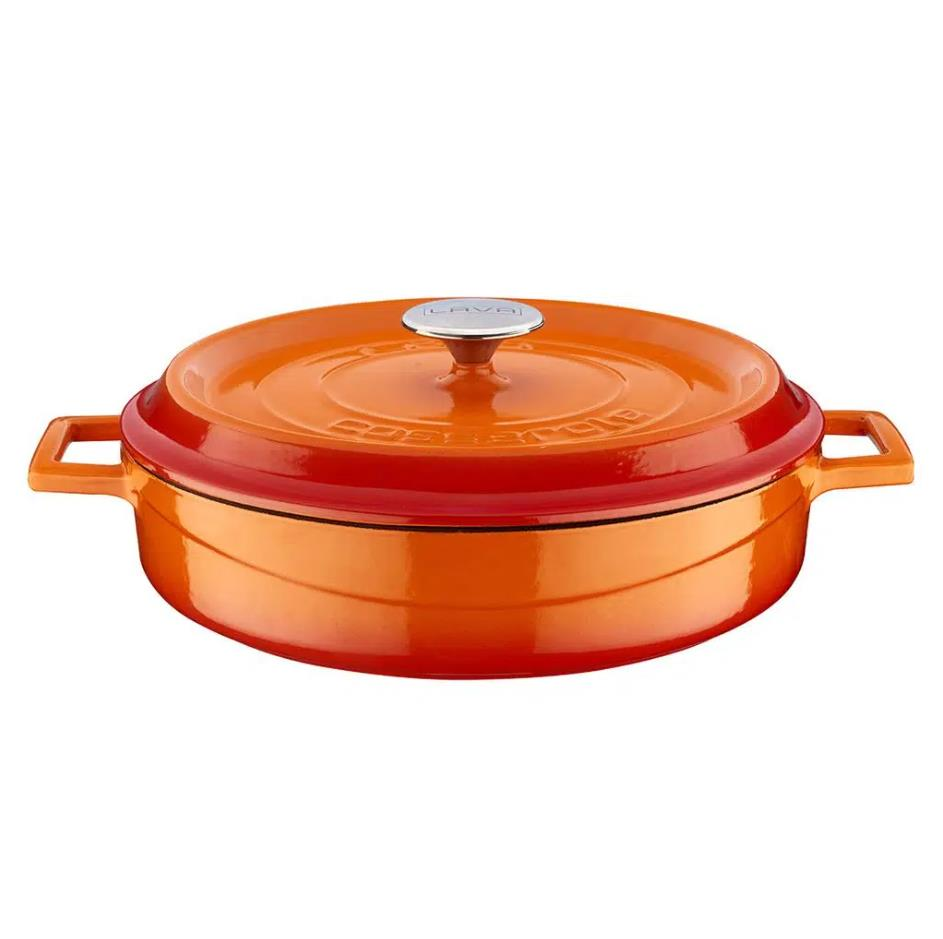 Lava Döküm Çok Amaçlı Yayvan Tencere – Trendy Serisi Ø28 cm Turuncu