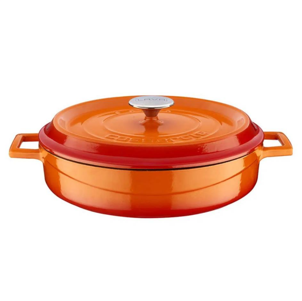 Lava Döküm Çok Amaçlı Yayvan Tencere – Trendy Serisi Ø28 cm Turuncu