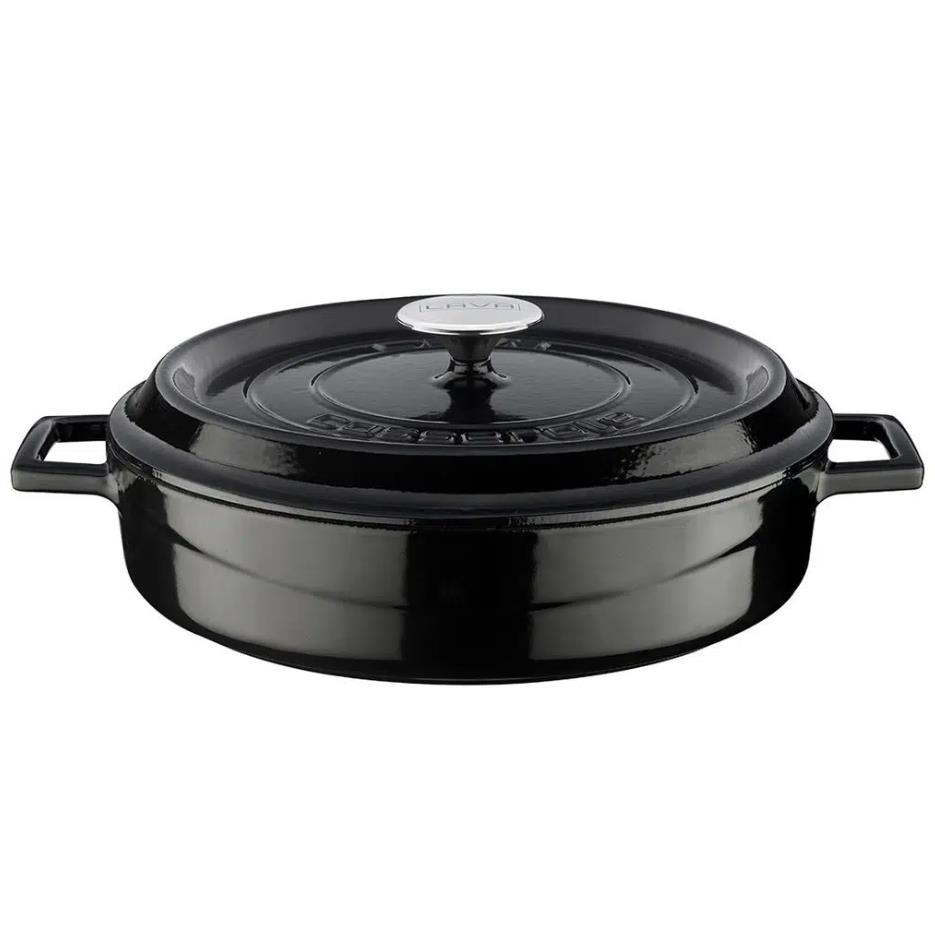 Lava Döküm Çok Amaçlı Yayvan Tencere – Trendy Serisi Ø32 cm Mat Siyah