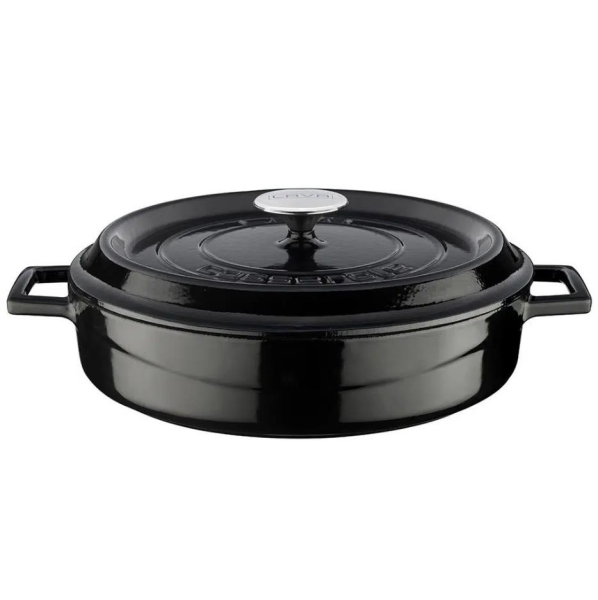 Lava Döküm Çok Amaçlı Yayvan Tencere – Trendy Serisi Ø32 cm Mat Siyah