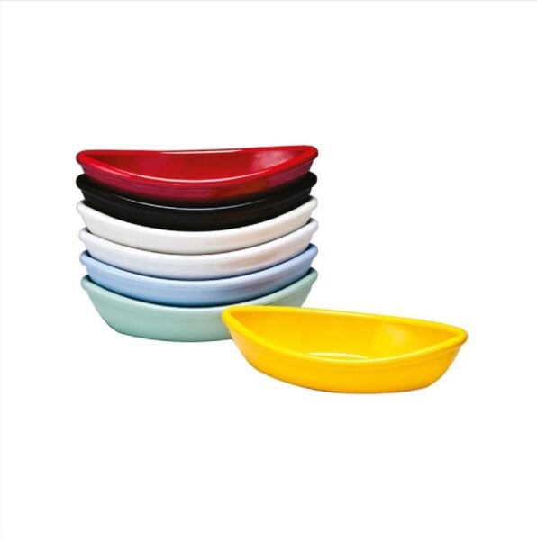 Zicco K-2024 Mini Kayık Teşhir Tabağı,Sosluk, 7x15x3.5 cm, Beyaz