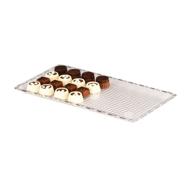 Zicco Polikarbon Çikolata Teşhir Tepsi, 15x30 cm Şeffaf - ZCP224