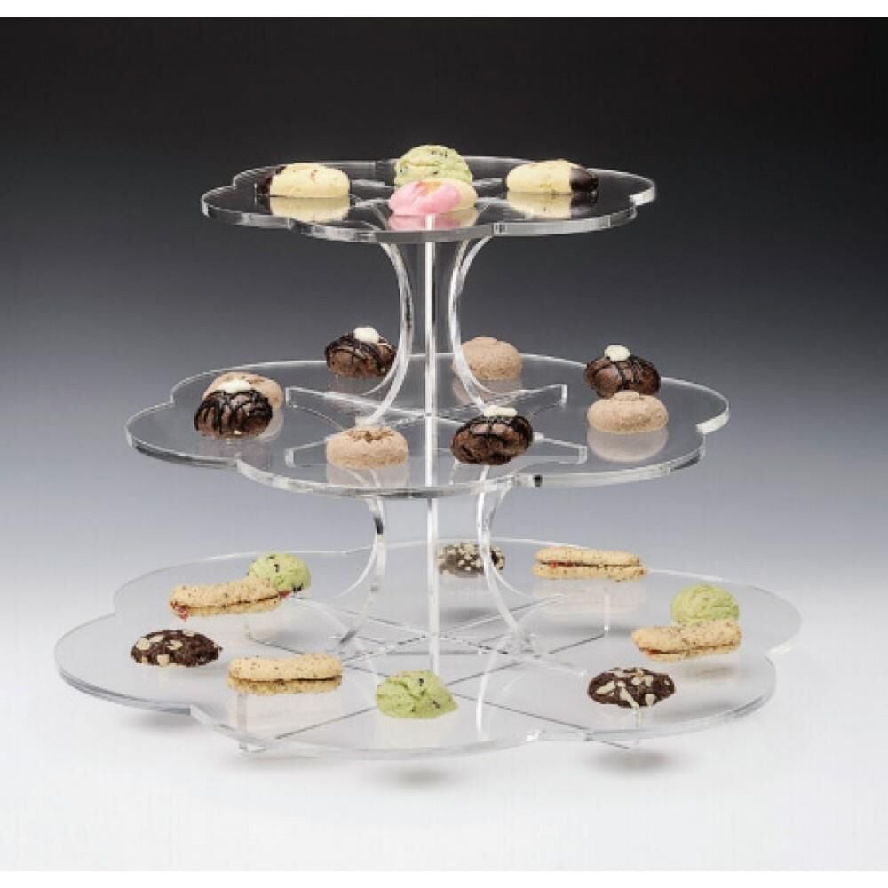 Zicco ZCP 650 3 Katlı Papatya Model Akrilik Teşhir Standı Ø 49 / 39 / 29 x H:34 Cm