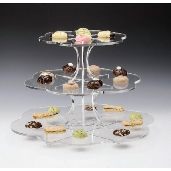 Zicco ZCP 650 3 Katlı Papatya Model Akrilik Teşhir Standı Ø 49 / 39 / 29 x H:34 Cm