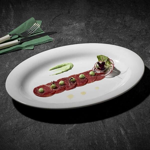 Külsan Thermoset Soft Oval Kayık Tabak 34x26 cm 6 Adet, Beyaz