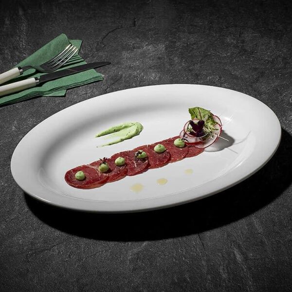 Külsan Thermoset Soft Oval Kayık Tabak 34x26 cm 6 Adet, Beyaz